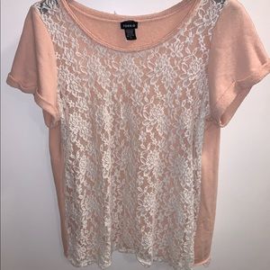 Torrid layering top. lace front. peach size2